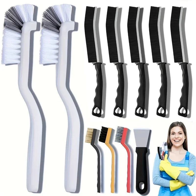 Home Kitchen Crevice Cleaning Brush Set Deep Clean Gas Stove Brass Gap Cleaning Brush for Small Spaces Bathroom Corner8/11/13Pcs