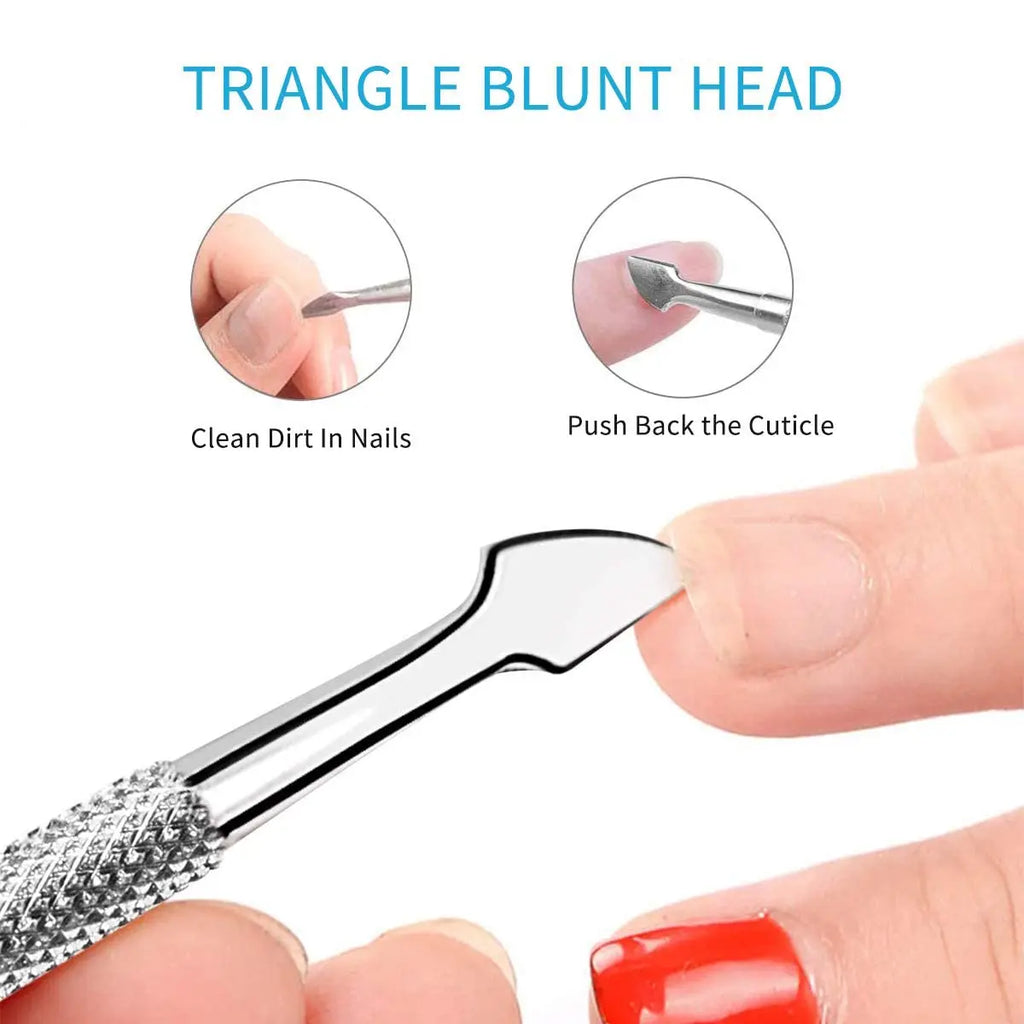 1/10Pcs Double Ended Stainless Steel Cuticle Pusher Dead Skin Push Remover for Pedicure Manicure Nail Art Cleaner Care Tool