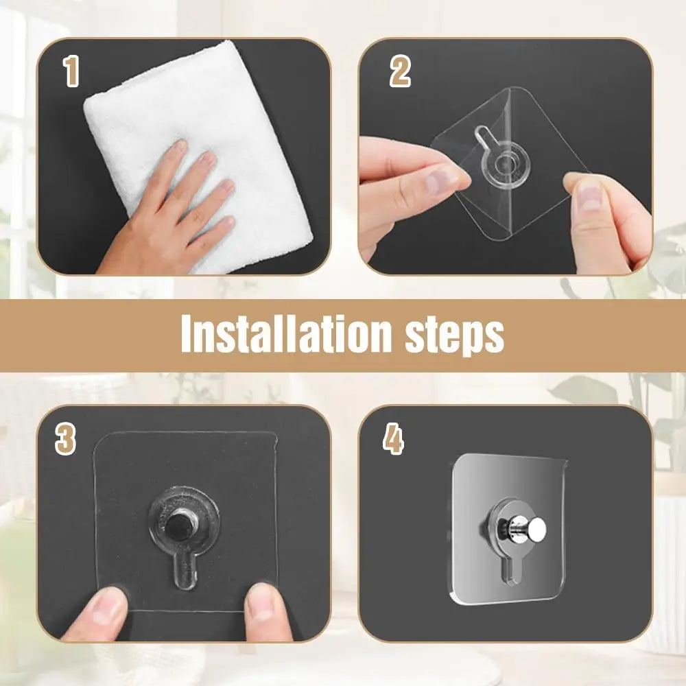 50/10pcs Self-adhesive Wall Hooks for Photo Frame Clock Strong Adhesive Transparent Nails Wall Hook Hangers Hanging Nail Holders