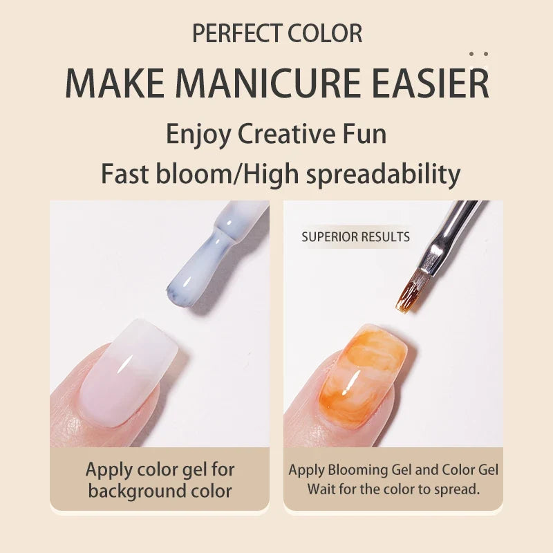 PERFECT COLOR Blooming Gel Nail Polish 12ml Clear Nail Art Floral Print, Marble, Watercolor Design Magic Beauty Gift Soak Off UV