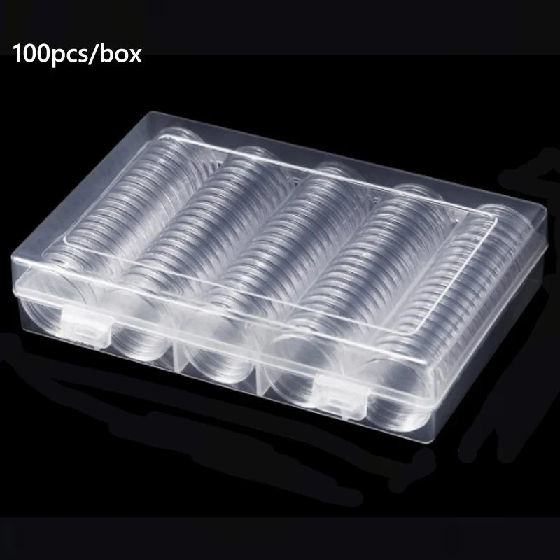 21-45mm Transparents Plastic Coinning Holder Box 10/100pcs Storage Case for Coinning Capsules, Collecting & Protection Containe