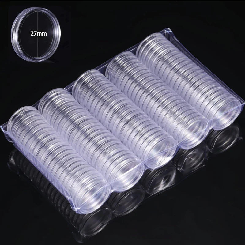 21-45mm Transparents Plastic Coinning Holder Box 10/100pcs Storage Case for Coinning Capsules, Collecting & Protection Containe