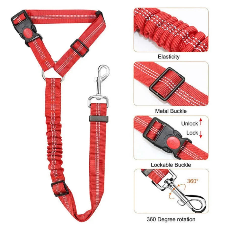 Pet products car seat belt dog leash with buffer elastic reflective safety rope leash dog rope
