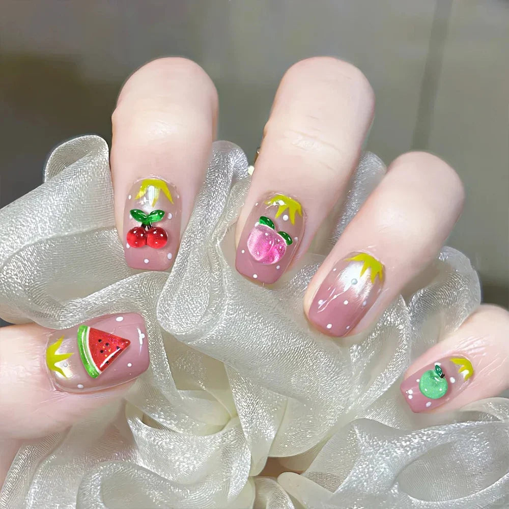 50Pcs 3D Cute Strawberry Nail Art Decorations Fashion Cartoon Fruits Nail Charms for Kawaii DIY Phone Case Crafts Manicure Parts