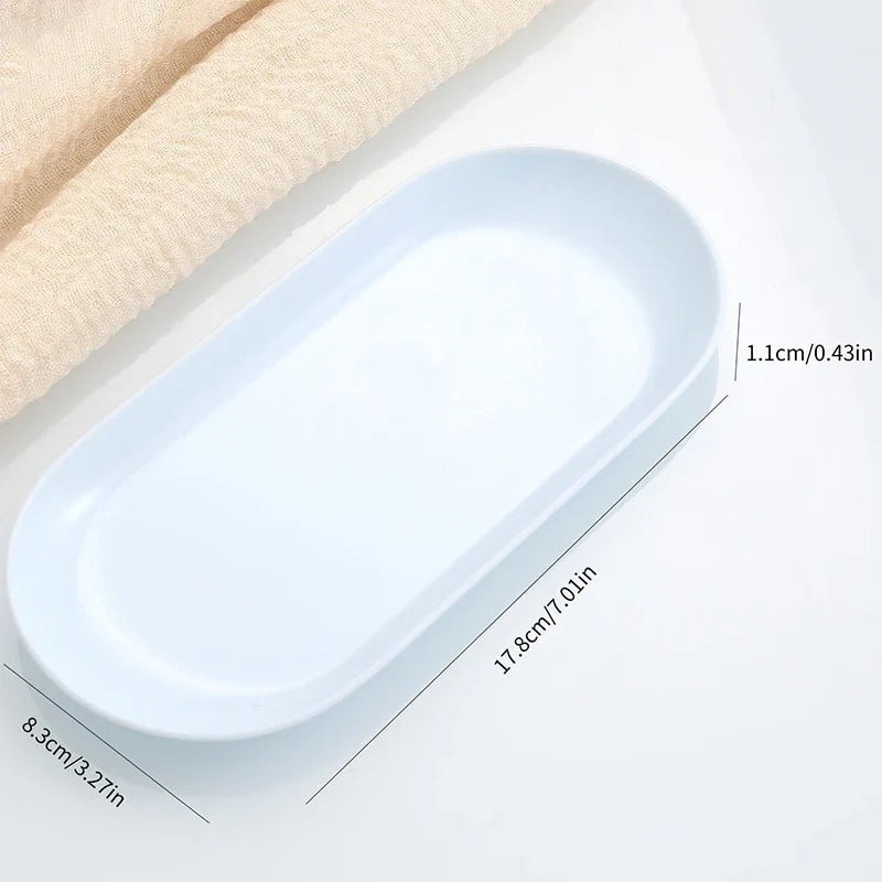Plastic Cosmetic Storage Tray Nail Art Equipment Plate Nail Art Tray Oval Manicure Tweezers Storage Tray Fake Nail Tray Tool