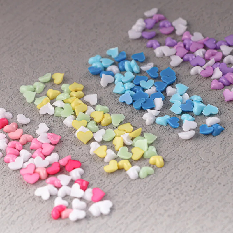 100PCS 5MM 3D Acrylic Nail Art Heart Charms Kawaii Accessories Part For Manicure Nails Decoration Design Supplies Materials