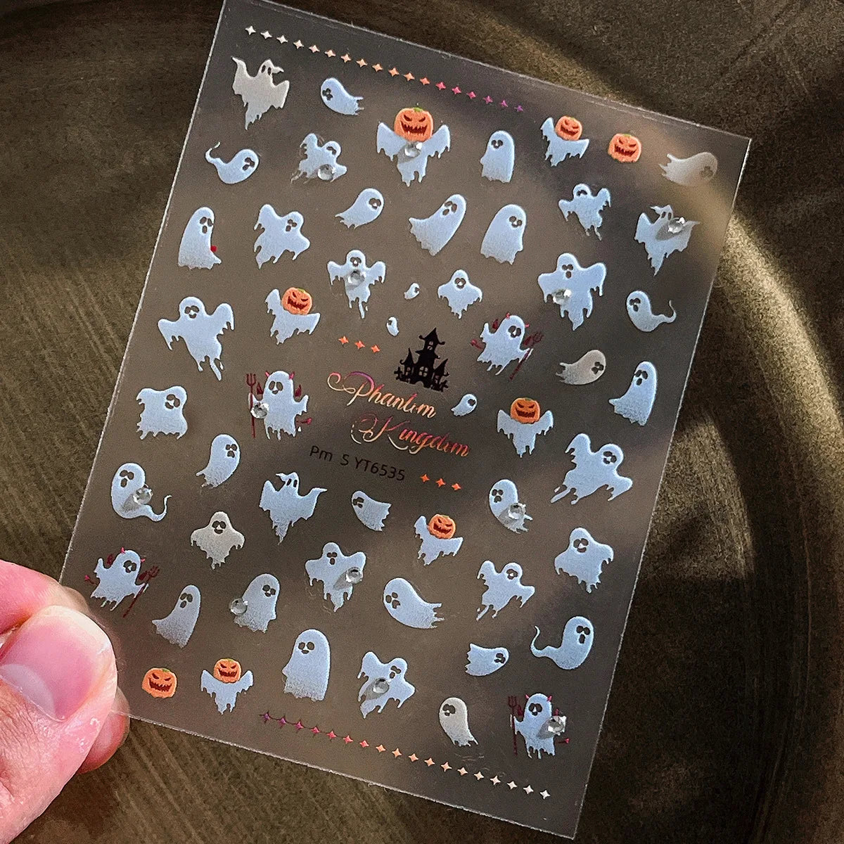 Halloween Nails Sticker Decoration 5D Retro Gilding Bat Cross Ghost Self Adhesive Nail Art Stickers DIY 3D Chic Manicure Decals