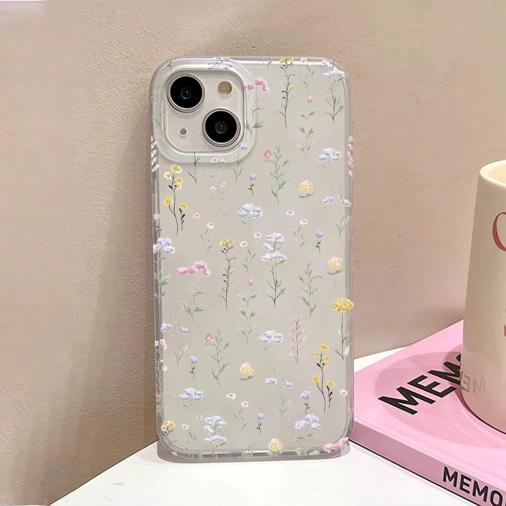 Luxury Silicone Phone Case For iPhone 15 Pro Fundas iPhone 13 11 16 Pro Max 12 Mini 14 Plus 11pro 13pro Shockproof Flowers Cover