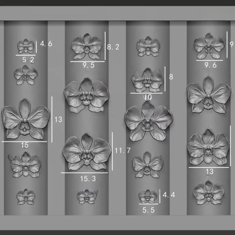 Z. 3D Phalaenopsis Flower Silicone Nail Mold DIY Sweet Butterfly Orchid Design Manicure Template Carving Nail Art Mold Tools