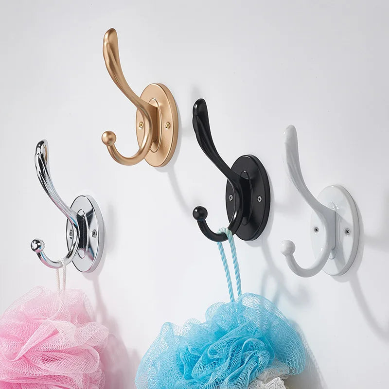 2/4pcs metal wall hooks, wall-mounted aluminum material hooks - Easy to install, adhesive type, suitable for clothes, hats.