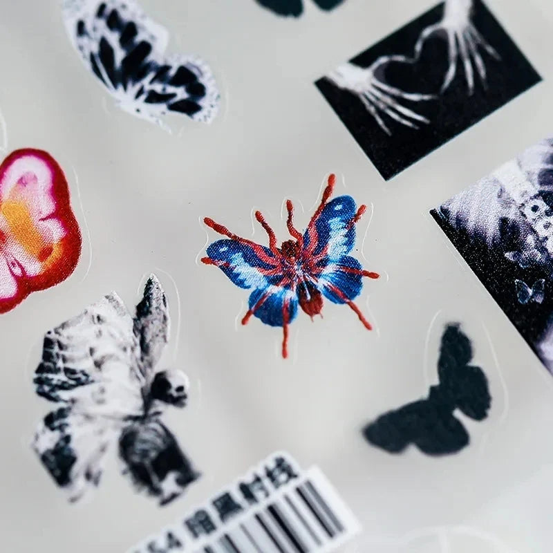 Dark Girl Butterfly Moth 3D Adhesive Nail Art Stickers 5D Soft Embossed Reliefs Nail Decals Decorations Wholesale Dropshipping