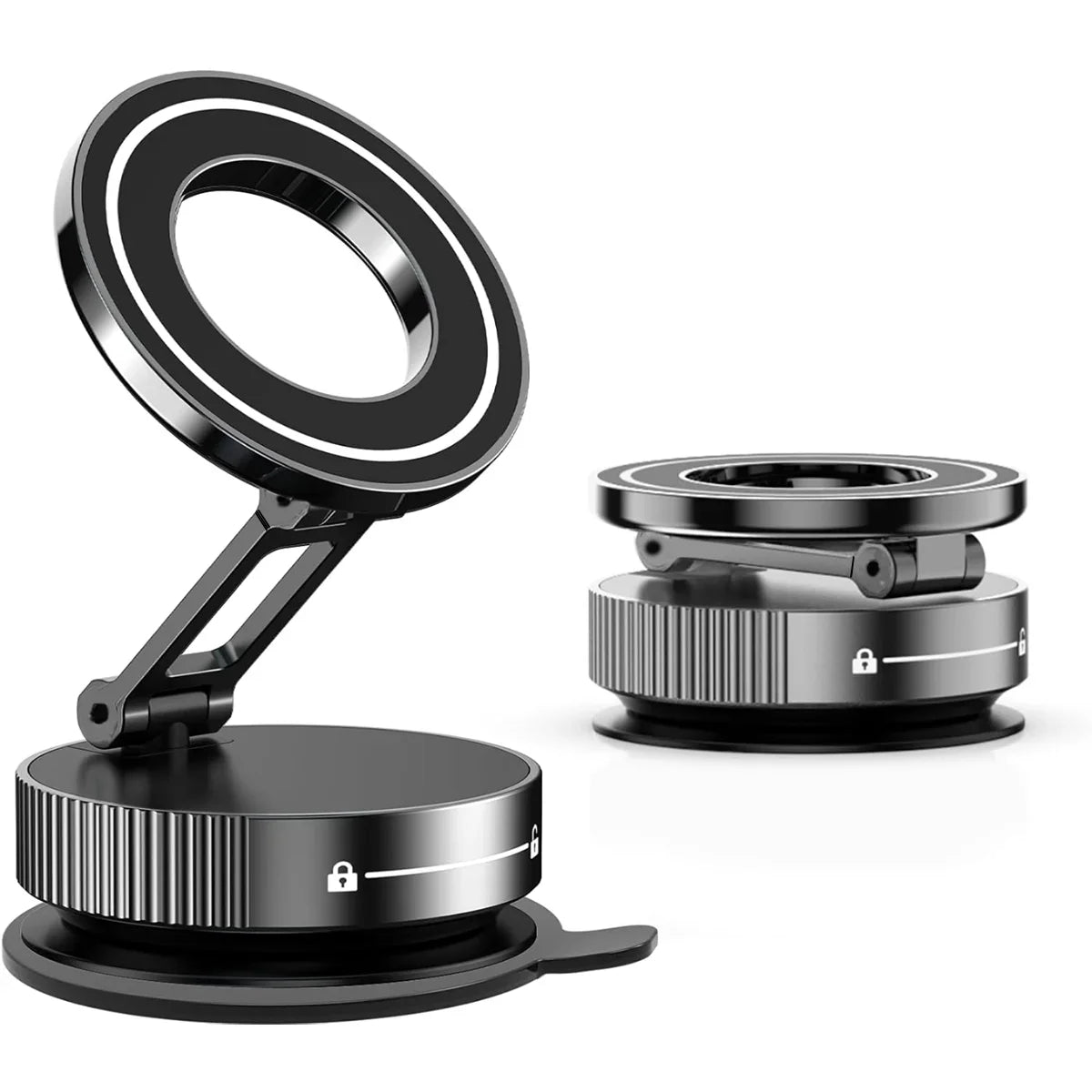 360° Adjustable Magnetic Vacuum Suction Cup Phone Mount for MagSafe Pocket-Size Foldable for Mirrors Cars Gyms Smooth Surface