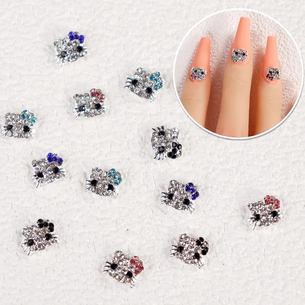 10pcs Alloy Cute Nail Art Charm 3D Colorful Full Diamond Nail Jewelry Rhinestones Luxury Kawaii DIY Nail Parts Accessories