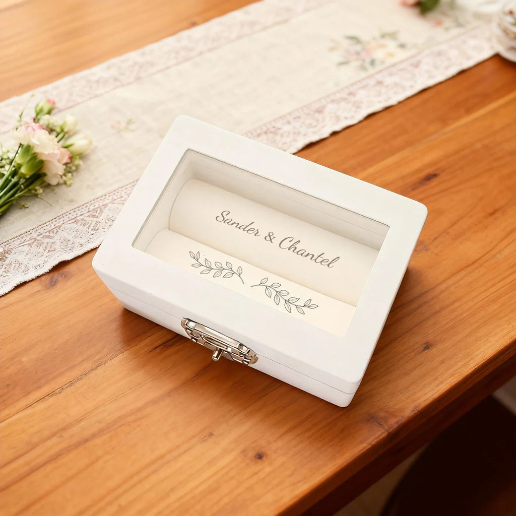 Personalized Wedding Ring Box Custom Wedding Ring Box for Ceremony Engraved Wedding Ring Box with Names Wedding Ring Holder