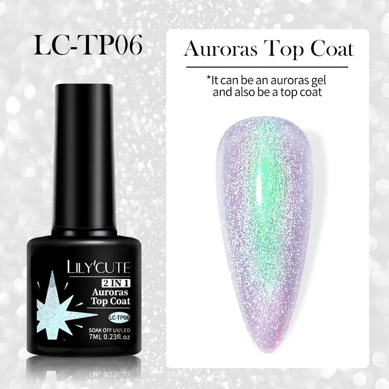 LILYCUTE 7ml Reflective Glitter Nail Gel Polish Effect Sparkling Soak Off Gel Semi Permanent For Manicure Nail Art UV Nail Gel