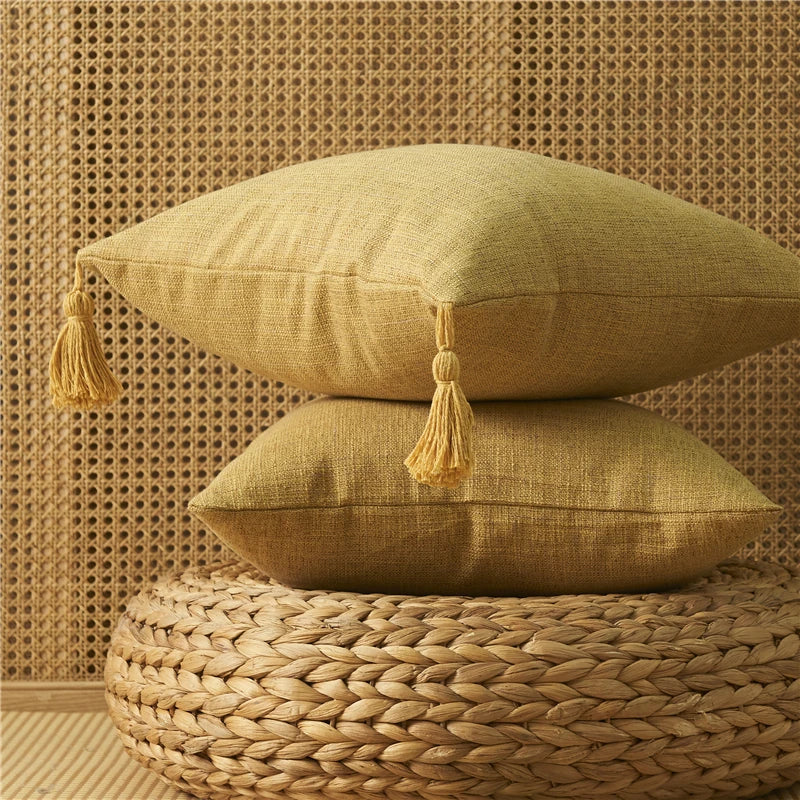 Cushion Cover Decorative Yellow Linen Sofa Throw Pillow Cover Home Pillow Cover for Living Room Car Super Soft Pillowcase
