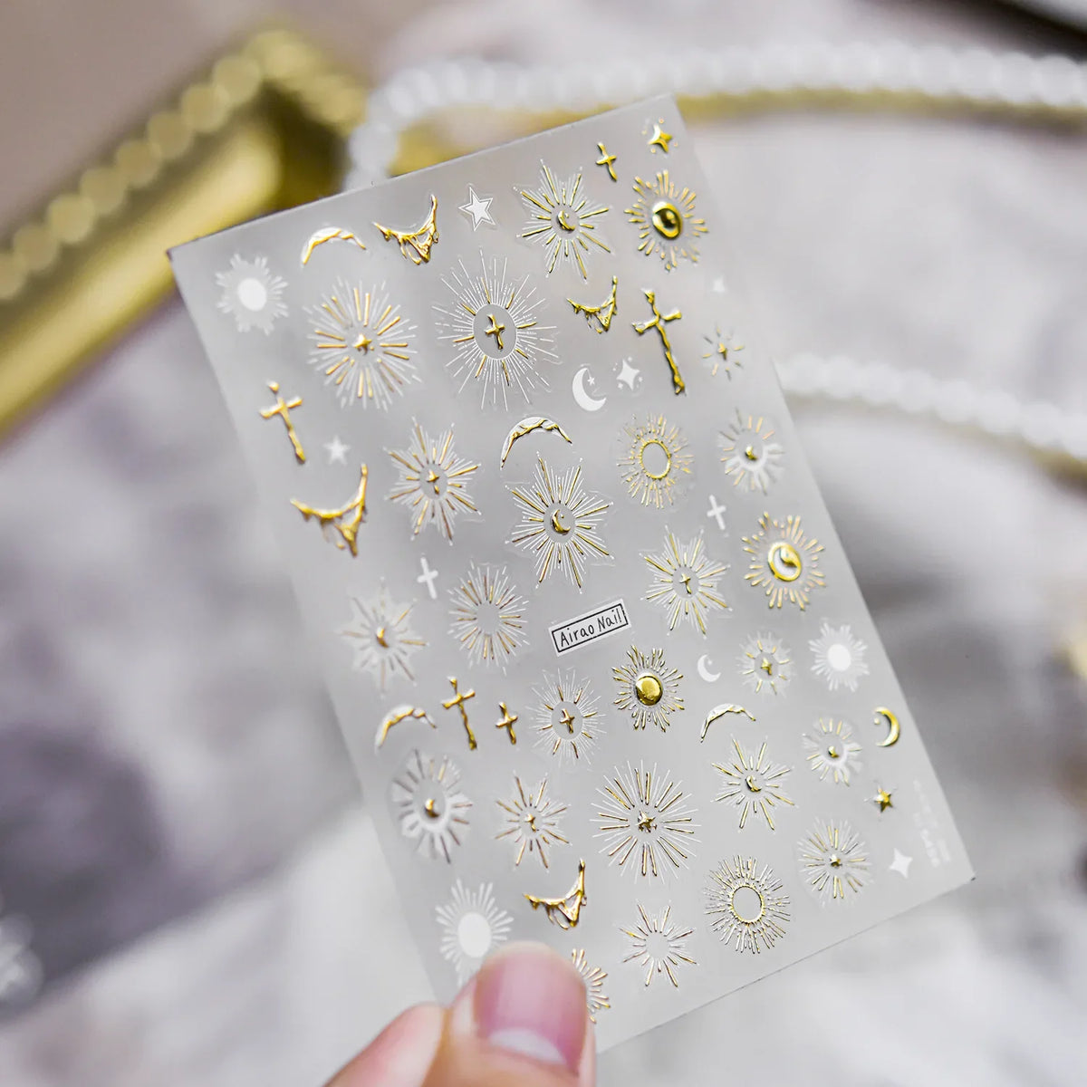 Gold-embossed Nail Stickers Luxury Retro Holy Light Faith Nails Art Stickers Gold Back Adhesive Nails Decorations Decals Parts