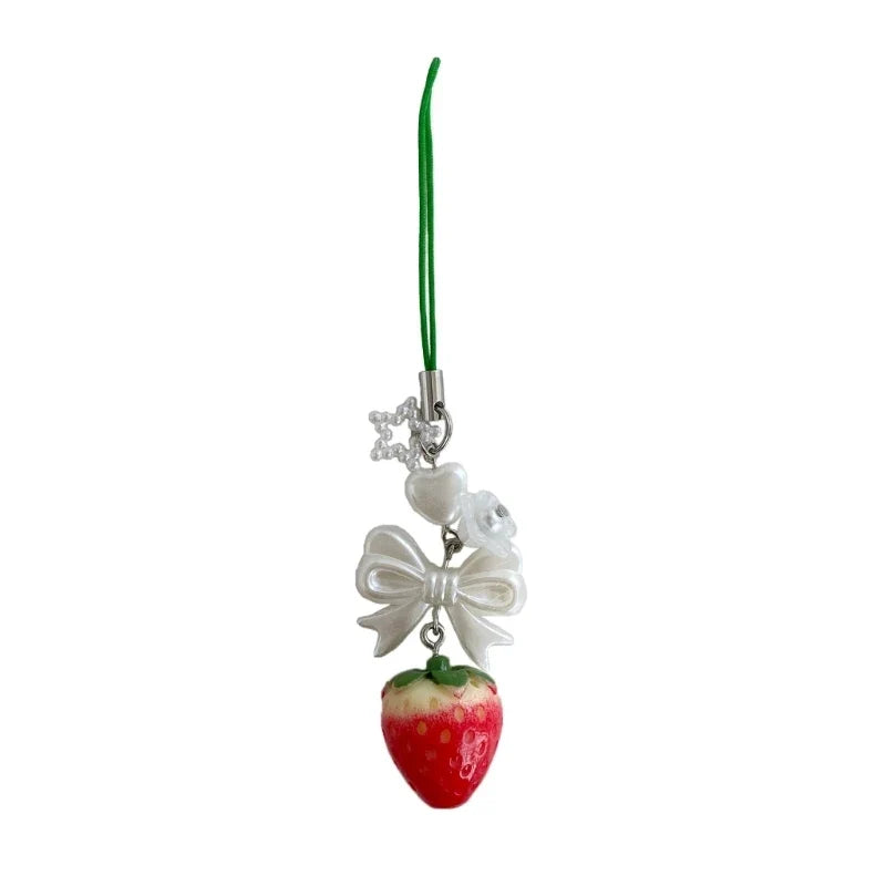 Phone Charm Strap Keychain Kawaii-Cute Crystal Jellyfish Pendant  Phone Chain Bowknot Phone Charm Keycord for  iPhone Camera Bag