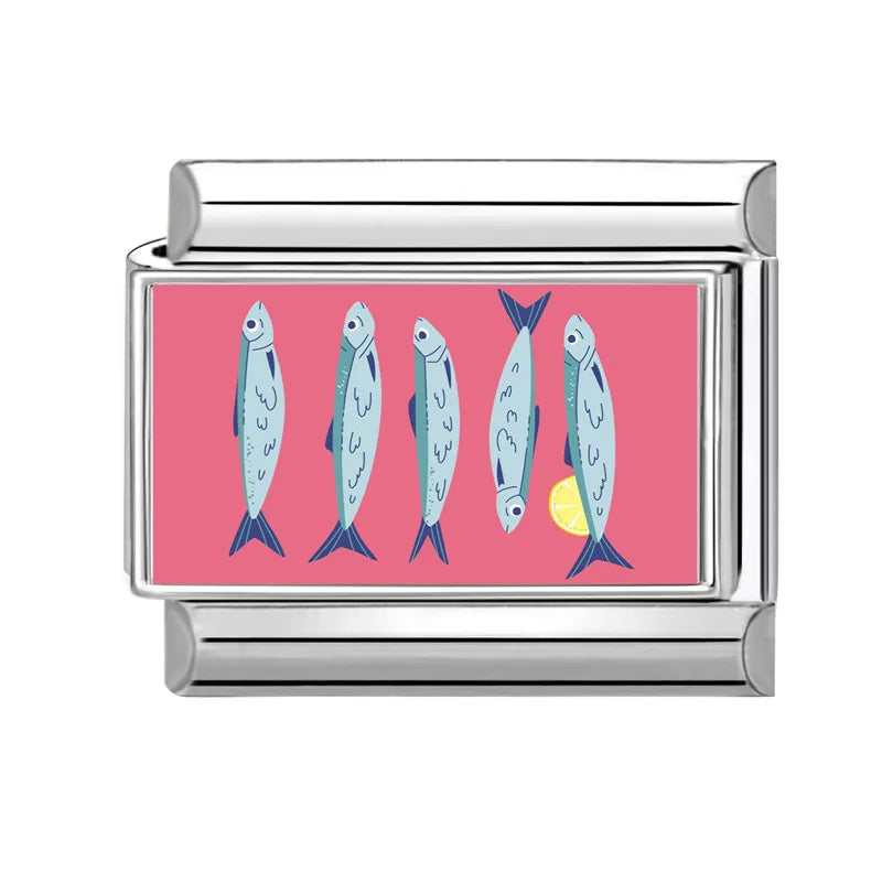 Wholesale Cute Funny Cats Catch Fish Dried Fish Charm Bracelet Fit 9mm Bracelet Stainless Steel Italian Links Making DIY Jewelry