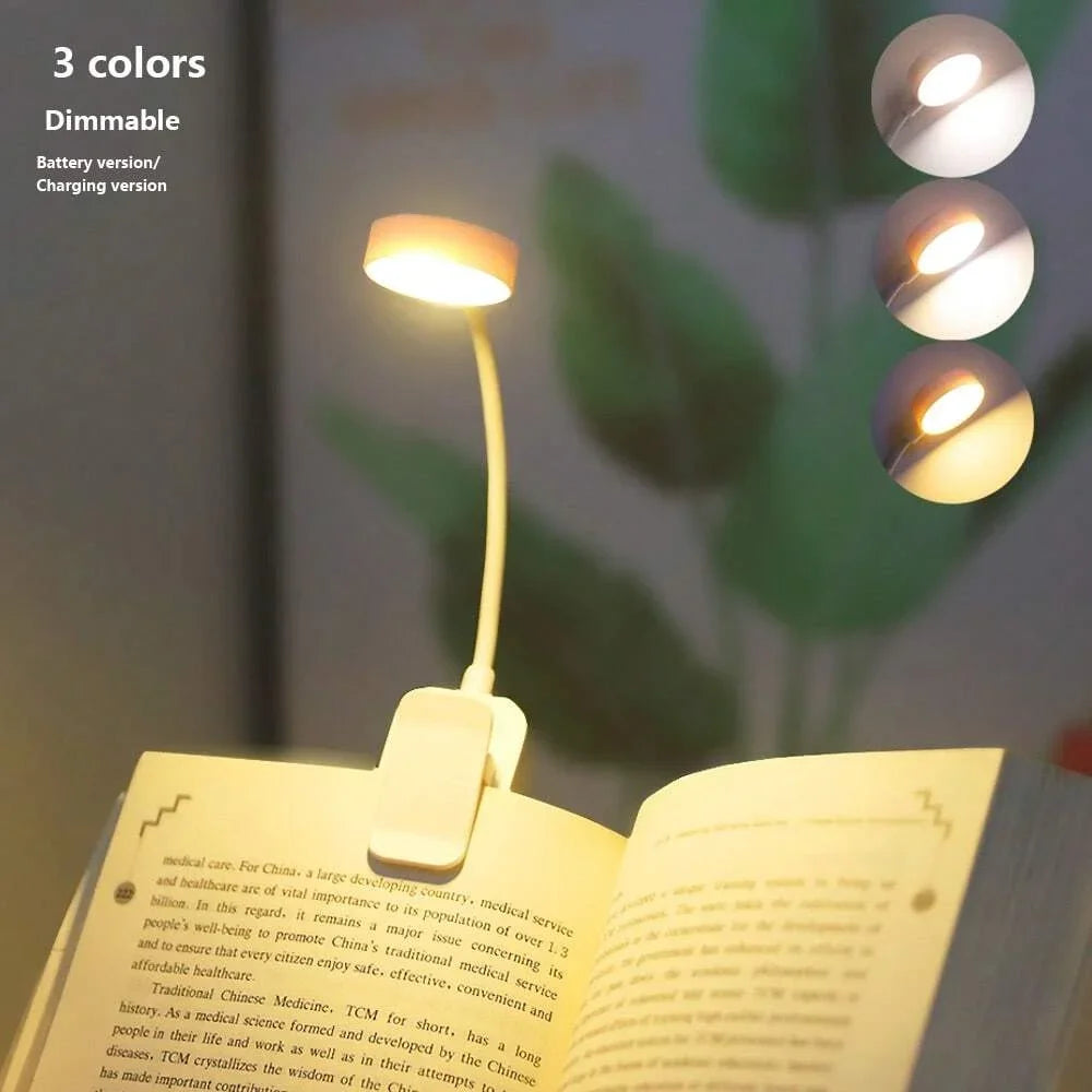 Mini LED Reading Book Light Table Lamp 3 Modes Adjustable Eye Protection Clip-On Study Reading Lamp for Travel Bedroom Book