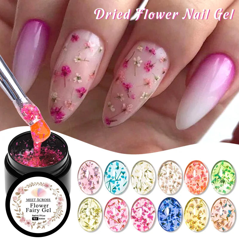 Dried Flower Gel Nail Polish Natural Flower Fairy Semi Permanent Soak Off UV LED Painting Varnish For Nails DIY Nail Supplies