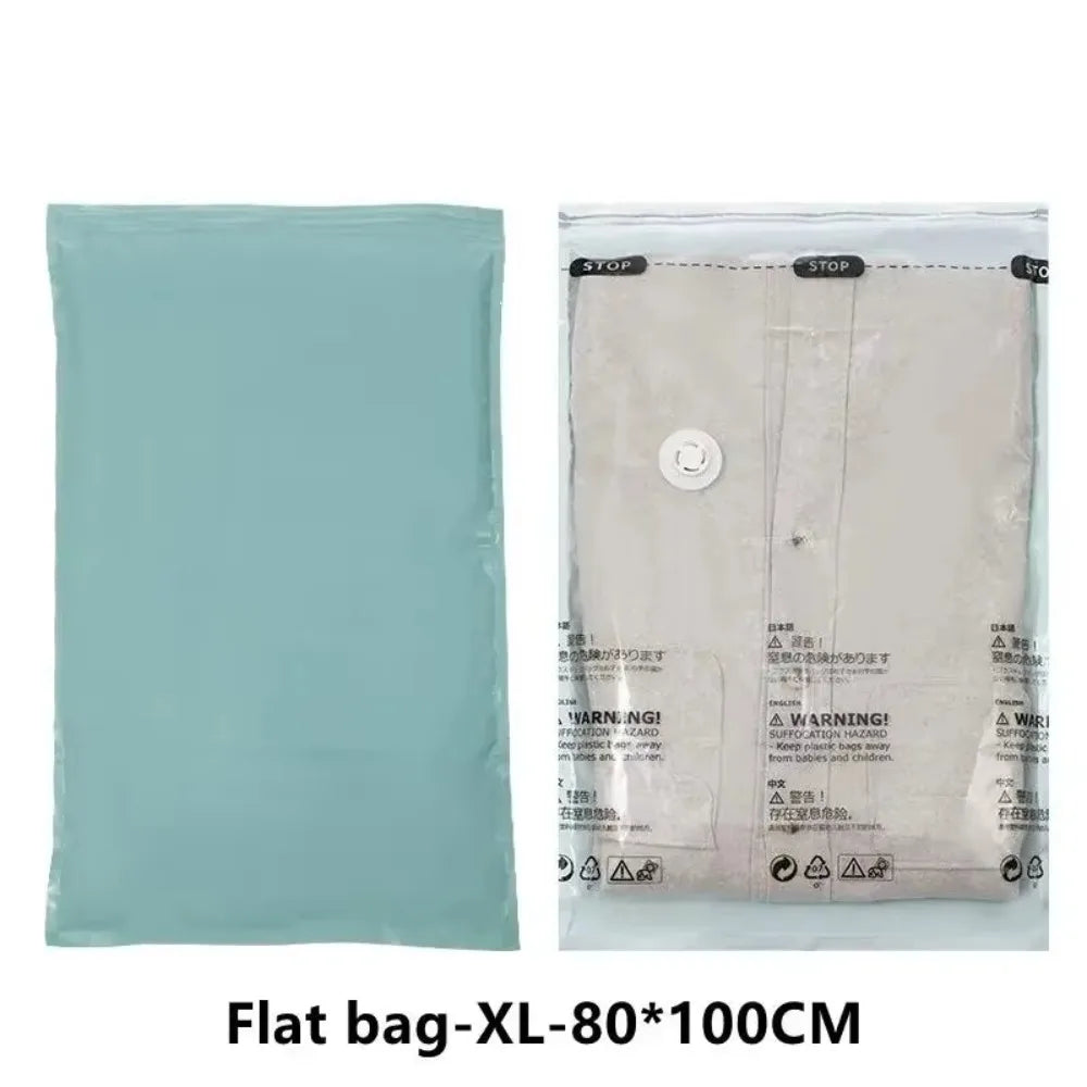 1PC Large Vacuum Storage Bags Plastic No-Pump Needed for Clothes & Blankets Reusable Compression Travel Empty Bag Accessory