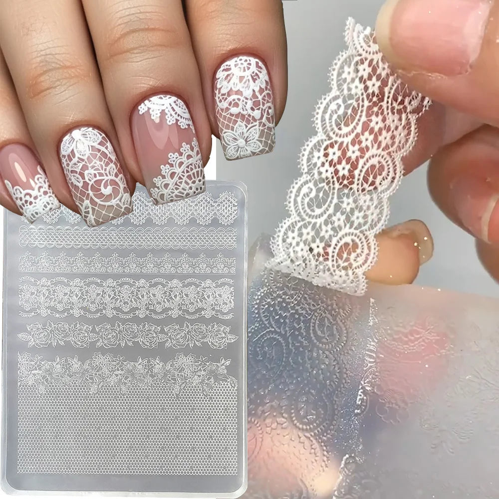 3D Relief Ultra-Thin Lace Silicone Nail Art Mold 83*65mm French Lacework Pattern Nail Stamping Hollow Rose Manicure Tools