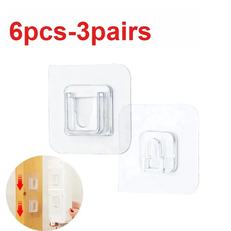10PCS Cable Organizer Clips Double-Sided Adhesive Wall Hooks Hanger Strong Transparent Suction Cup Wall Holder for Kitchen
