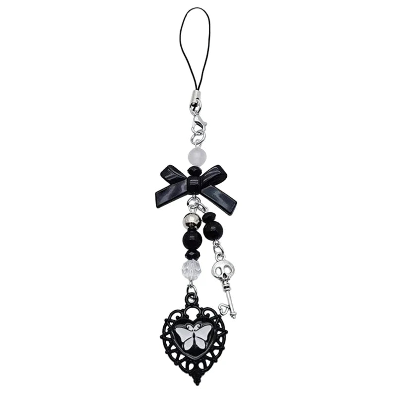 Phone Charm Strap Keychain Kawaii-Cute Crystal Jellyfish Pendant  Phone Chain Bowknot Phone Charm Keycord for  iPhone Camera Bag