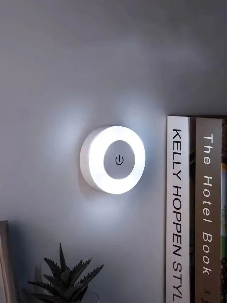 HOMEFISH LED Touch Sensor Night Light USB Rechargeable Magnetic Round Wall Lamp Portable for Bedroom Aisle Lighting