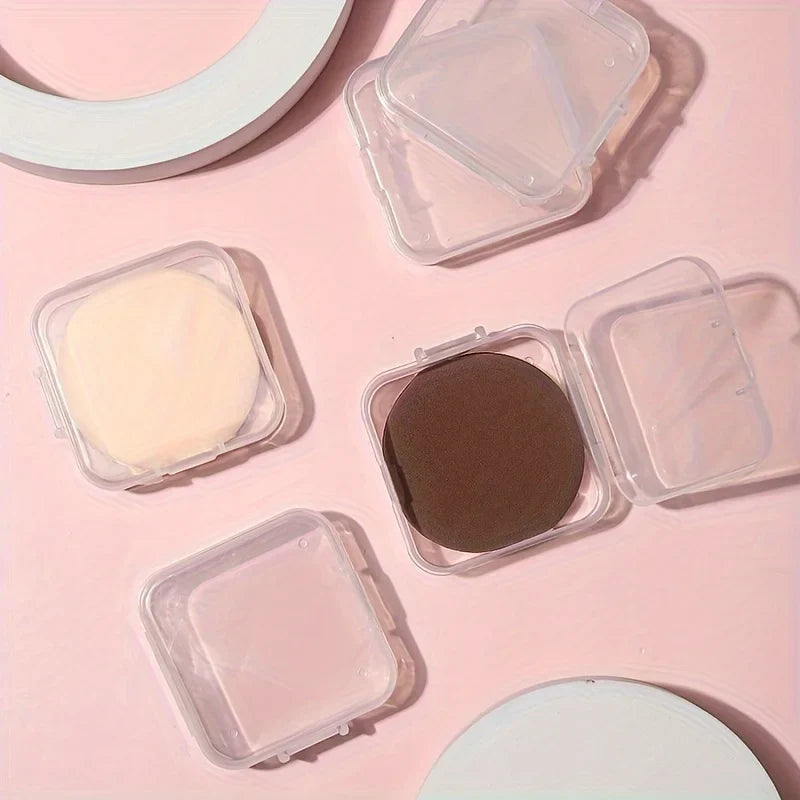 Cosmetic Powder Puff Empty Storage Box Square Design Dust-proof Small Travel Portable Clear Cosmetic Box with Cover