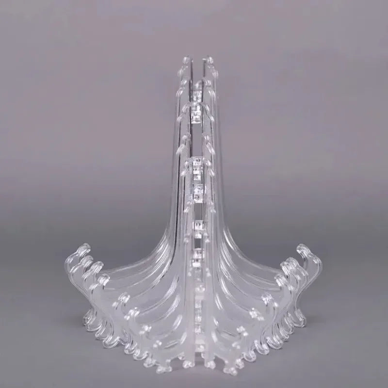 30/1x Clear Plastic Acrylic Easels Table Top Plate Holder Dish Bowl Racks Photos Picture Frame Folding Storage Home Decor Holder