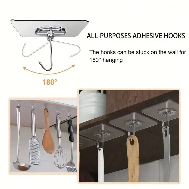 1-100PcsTransparent Self adhesive wall hooks Multi-Purpose Wall Hook Key Holder Towel Holder For Kitchen Bathroom Accessories
