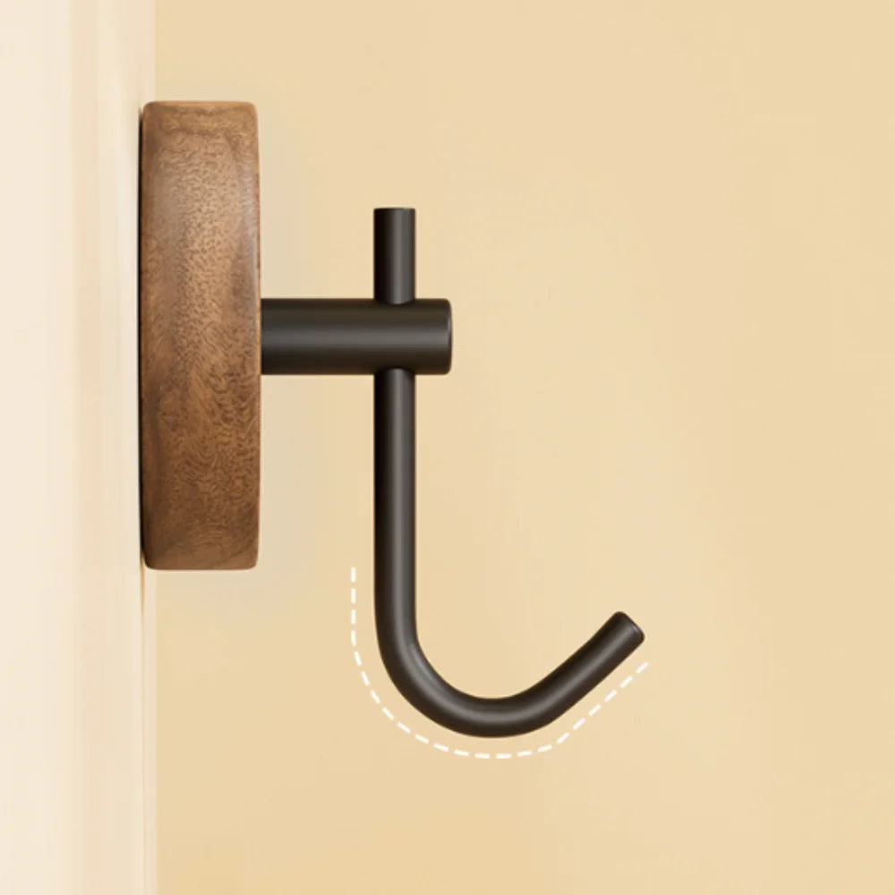 No Drilling Walnut Hanging Hanger Robe Hook Coat Storage Rack Adhesive Wall Hooks Key Decoration Hook Practical Wood Hook