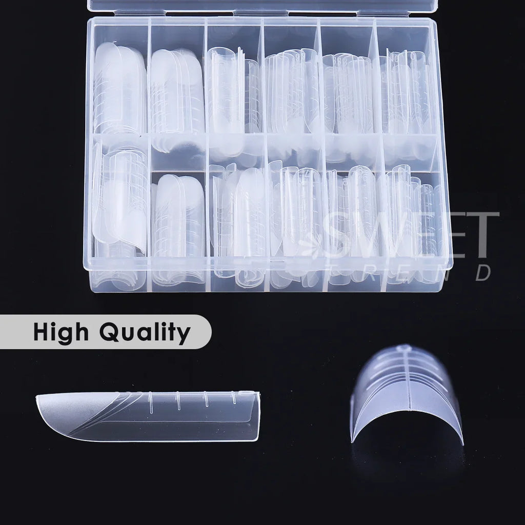 120pcs Toenail Extension Mold Kit Reusable Acrylic Gel Extension Forms Dual Forms Reusable DIY Full Cover Fake Pedicure Supplies