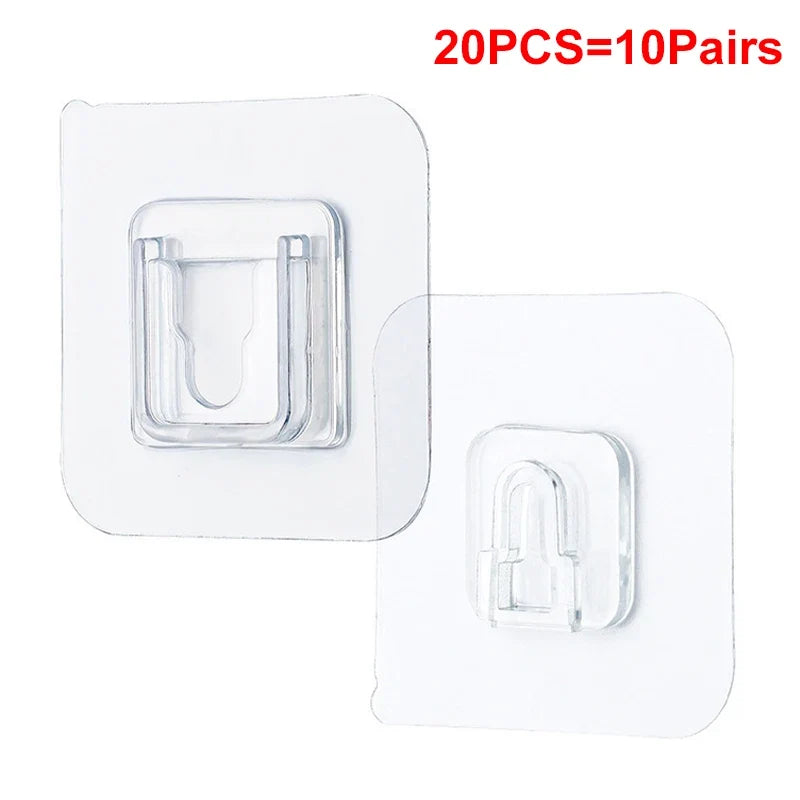 1-10Pairs Double-Sided Adhesive Wall Hooks Transparent Suction Cup Sucker Hooks Bedroom Kitchen Multi-purpose Organizer Holders