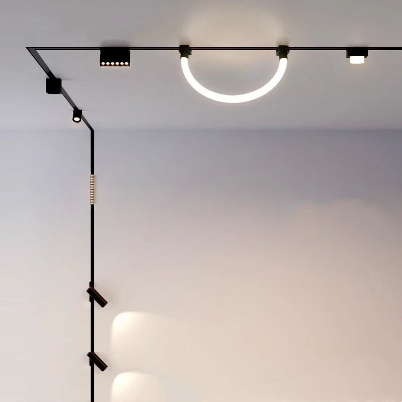 H6mm Ultra Thin Magnetic Track Light System 48V Living Room Ceiling Mount LED Ceiling Magnet Rail Lamp Spotlight Chandelier