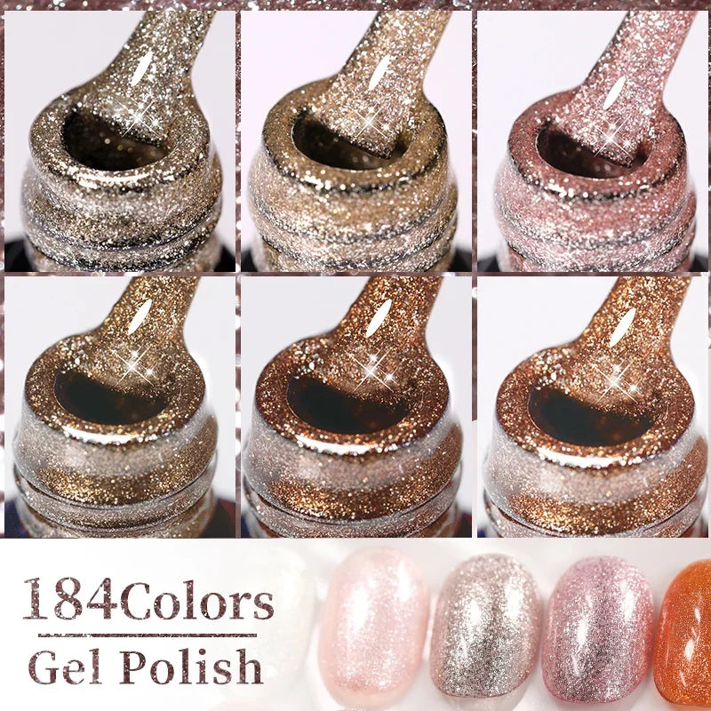 LILYCUTE 7ml Glitter Auroras Gel Nail Polish Summer Gold Colorful Sequins Manicure Semi Permanent Soak Off Nail Art Gel Varnish