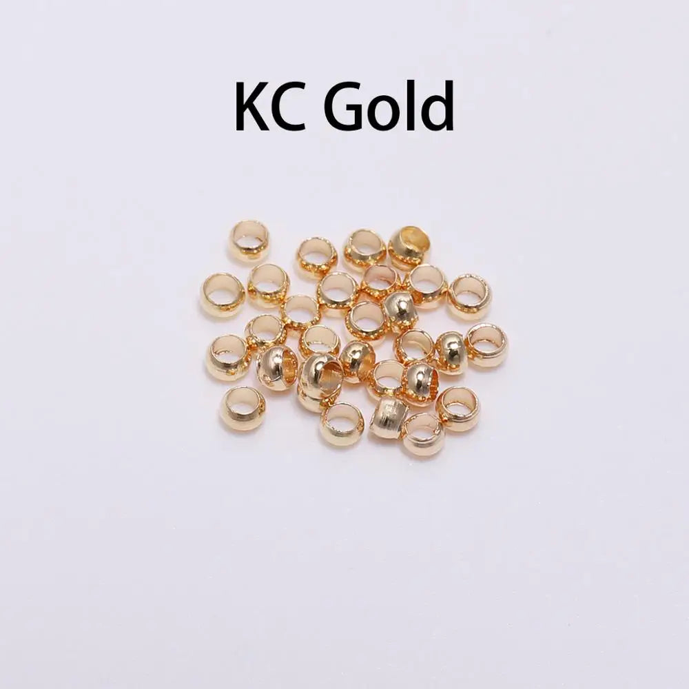 500pcs/lot Gold Silver Copper Ball Crimp End Beads Dia 1.5-3mm Stopper Spacer Beads For DIY Jewelry Making Supplies Accessories