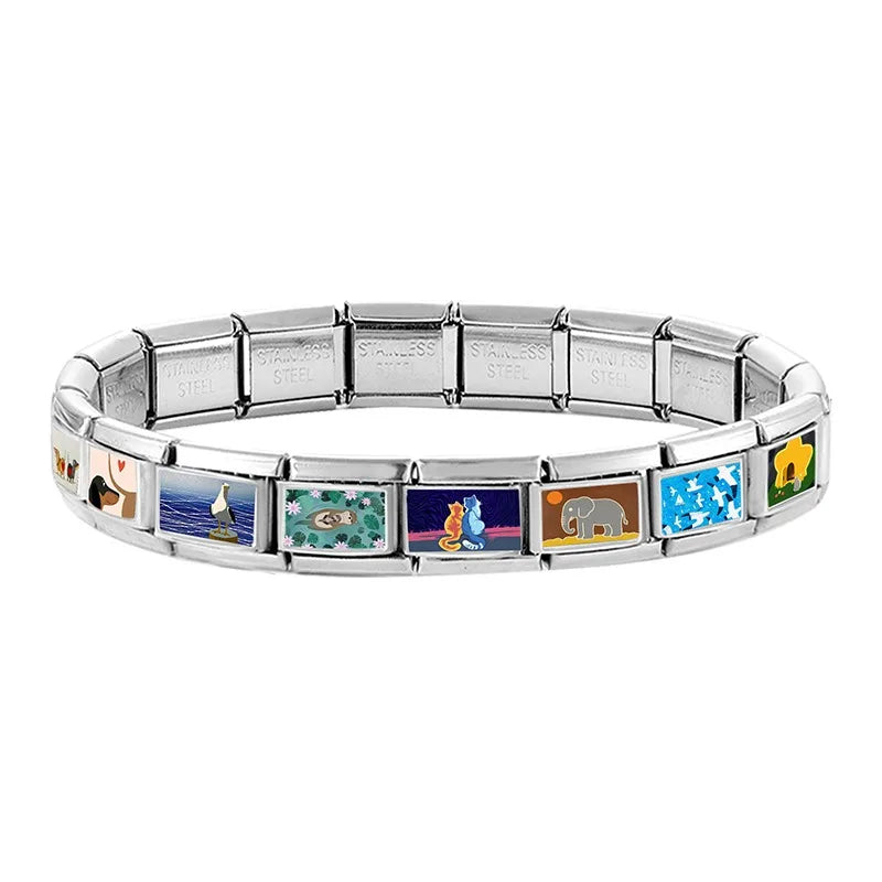2026 Beautiful Blue Sea Sky Seagull Cat Butterfly Italian Charm Links Fit 9mm Stainless Steel Bracelet Jewelry DIY Making Gift