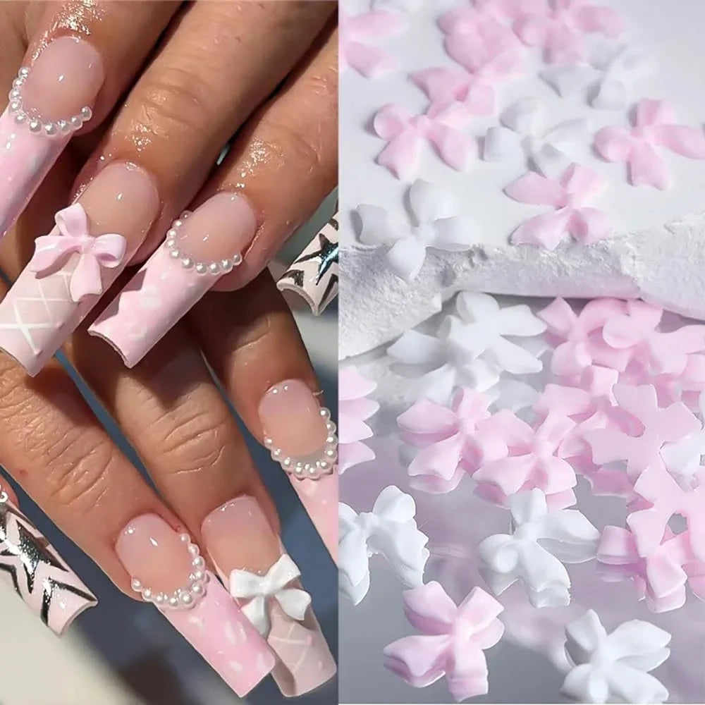 7Grids 3D Mixed Bow Flower Nail Art Charms Alloy Butterfly,Imitation Pearl,Steel Bead Nail Rhinestone Y2K Manicure DIY Accessory