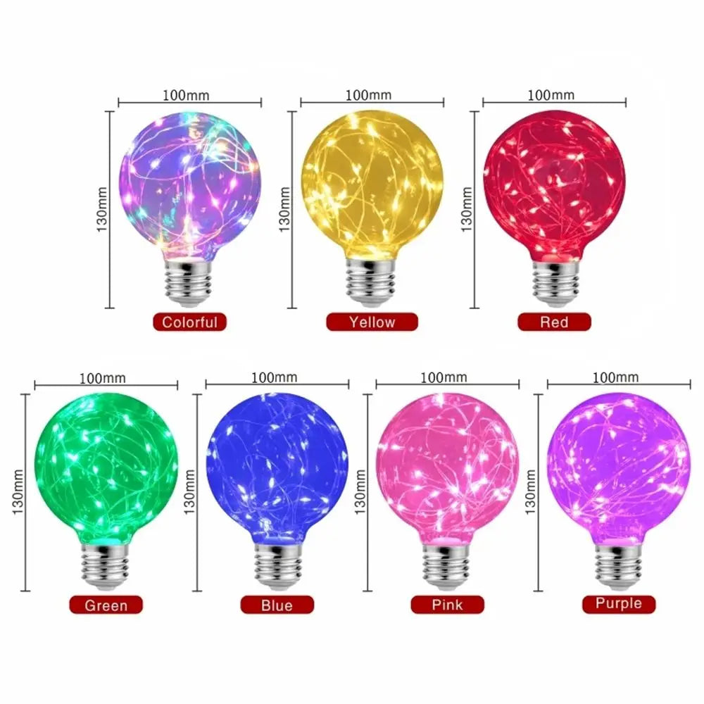 Retro Colorful RGB Lighting Wedding Party Bar Atmosphere Holiday Night Light LED Light Bulb Copper Wire Bulb String Light