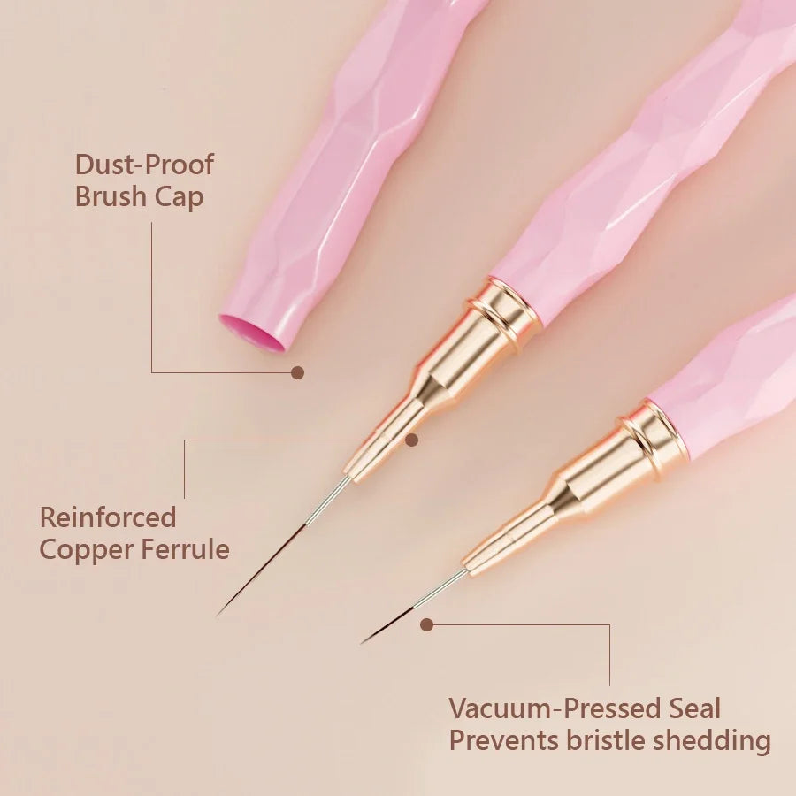 5Pcs Liner Brush Set Acrylic Nail Art Brush, Ultra Fine Tips Pen for Striping Drawing Detailing Manicure Tool