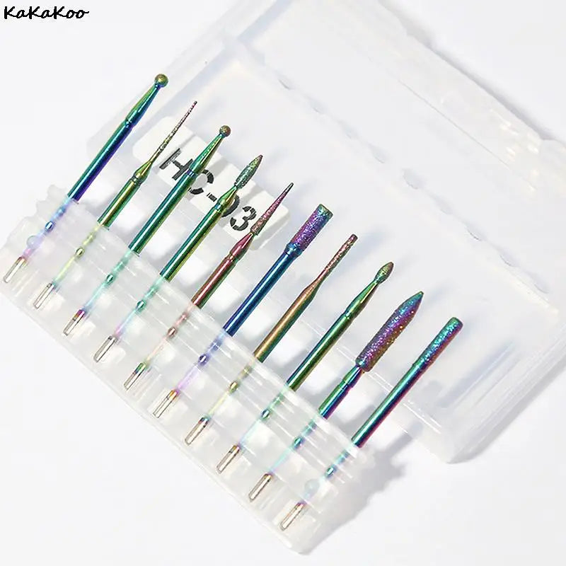 10 In 1 Nail Drill Bits Sets Electric Nail Drill Kit 3/32" Tungsten Carbide Nail Files Manicure Pedicure Set Home Salon Use