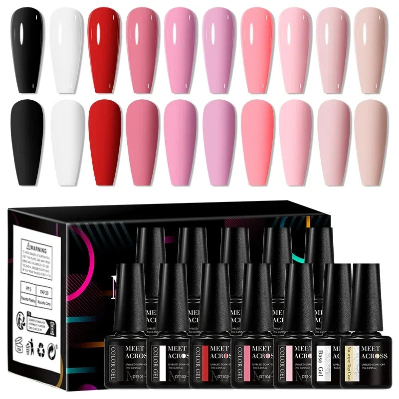 12pcs Gel Nail Polish Set HEMA TPO FREE Summer Colorful Long-Lasting Semi Permanent Soak Off UV Gel Varnish Nail Supplies DIY