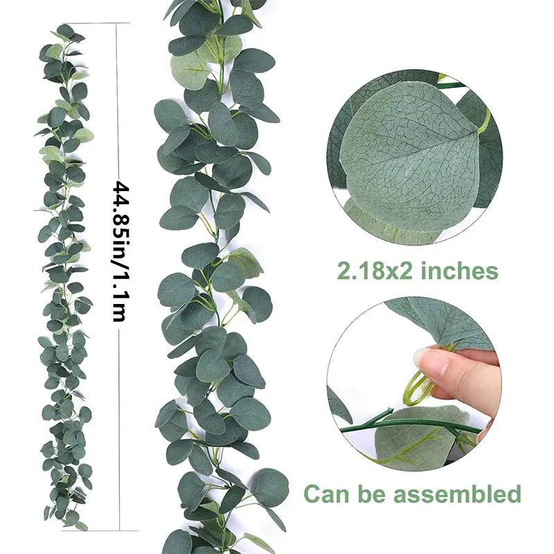 1/2Pcs Artificial Eucalyptus Wreath Silk Fake Eucalyptus Leaf Vine Hanging Wreath Green Wedding Background Home Arch Wall Decor