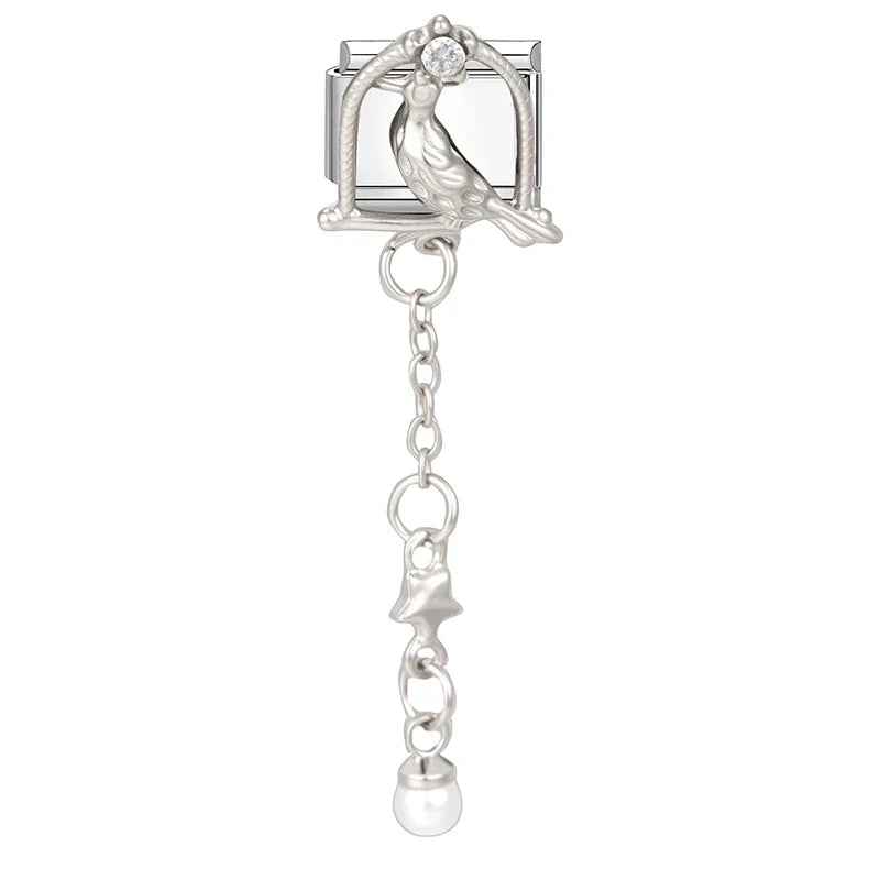 2026 Wholesale Love Heart Lock Bright Zircon Long Pendant Italian Charm Links Fit 9mm Stainless Steel Bracelet DIY Making Gifts