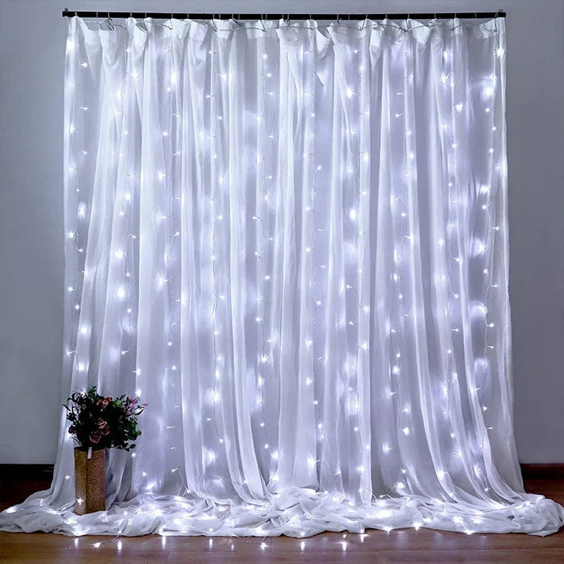 6x3M/3x3m Curtain Garland on The Window USB Power Fairy Lights Festoon with Remote New Year Garland Led Lights Christmas Decor