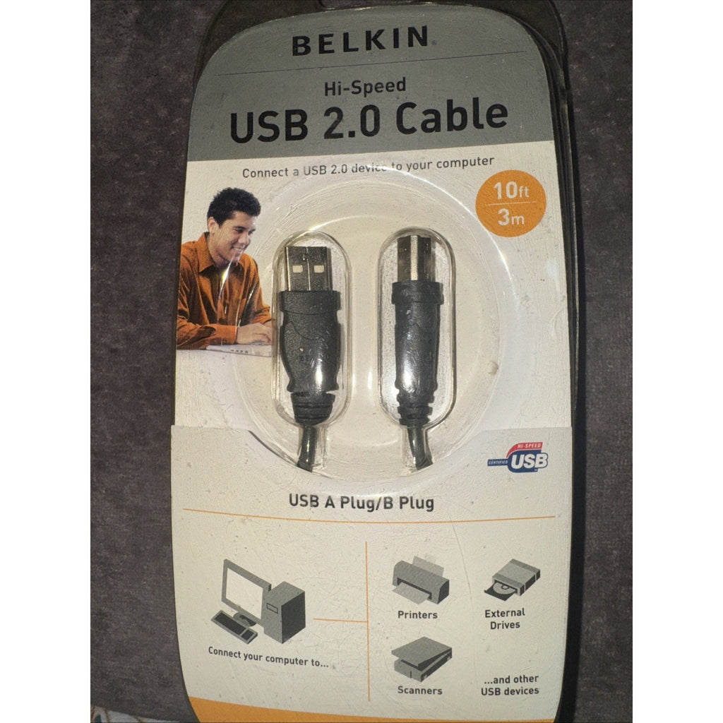 Belkin Hi-Speed USB 2.0 Cable, 10 ft, A-Plug to B-Plug
