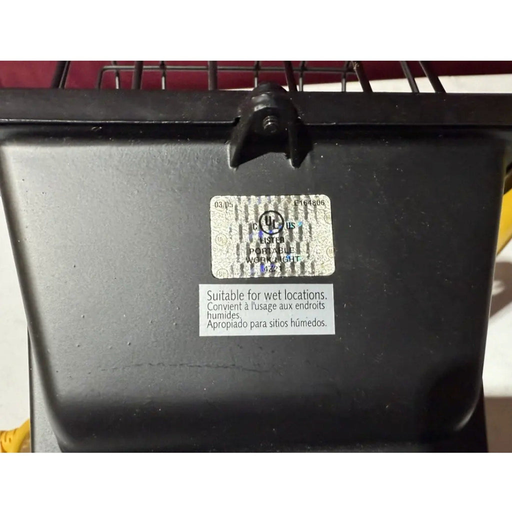 Portable Halogen Work Light with Tube Stand & Protective Cage, Corded (Yellow)